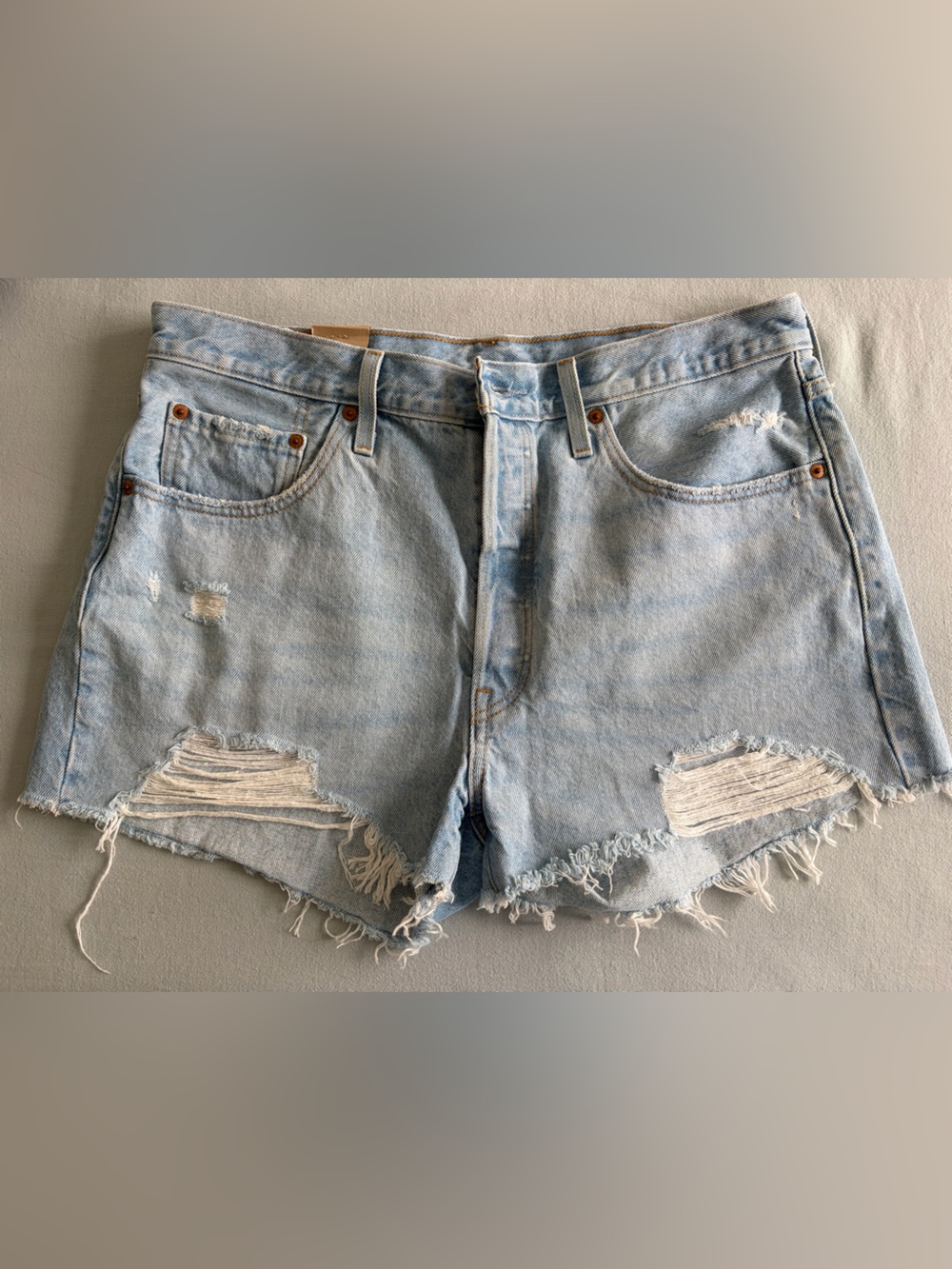 Levi's Light Blue Distressed Denim Shorts